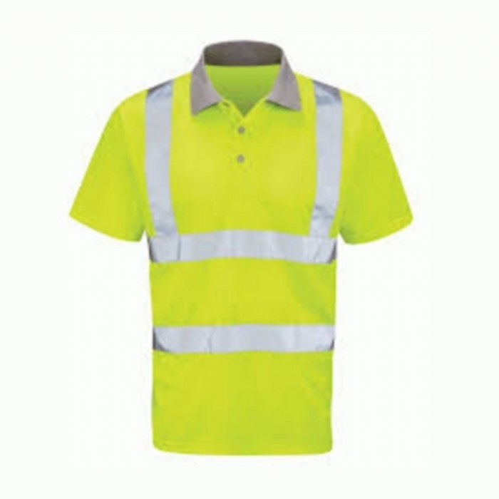 BODYTECH HIVIS SHORT SLEEVE POLO SHIRT, YELLOW