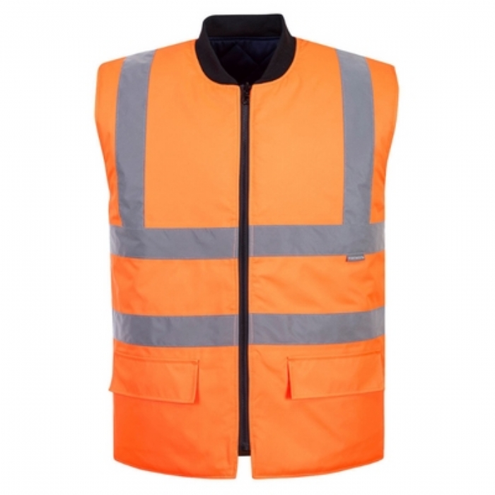 HI-VIS REVERSIBLE BODYWARMER, ORANGE
