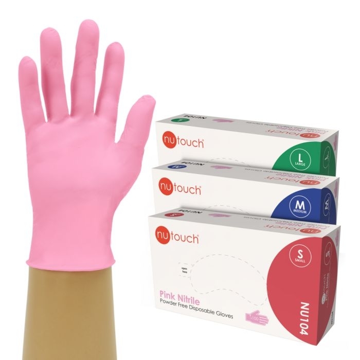 Nutouch Pink Nitrile Powder Free Disposable Glove