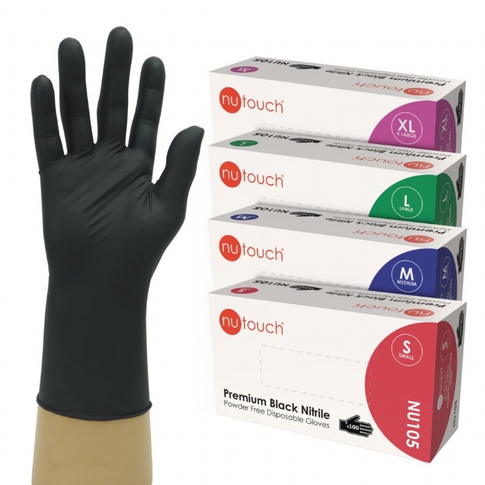Nutouch Premium Black Nitrile Powder Free Disposable Glove
