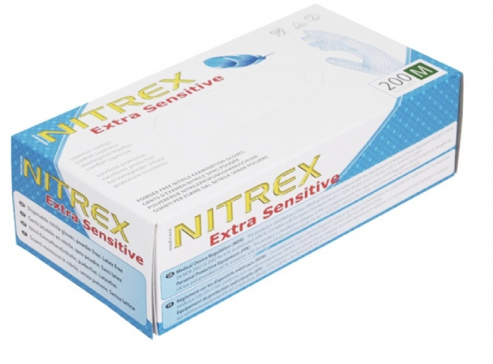 Polyco Healthline GN01 Nitrex Extra Sensitive Blue Nitrile Powder-Free Gloves – Latex Free Examination PPE