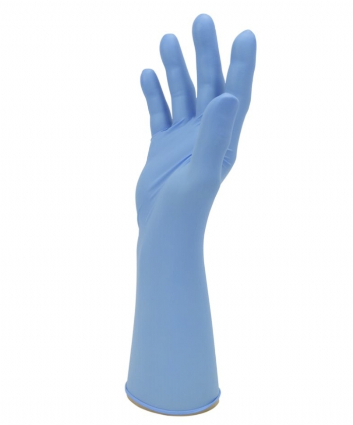 EGN08 Nitrex Extra Length Long Cuff Blue Nitrile Powder Free Gloves