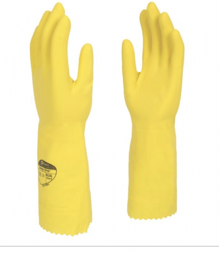 Polyco Deep Sink 38cm Extra Long Natural Rubber Flock Lined Glove