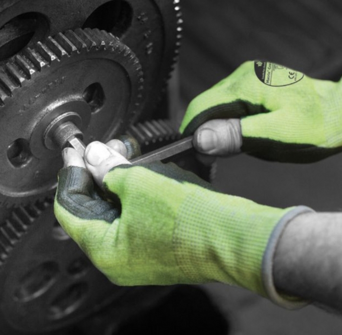 Polyco Matrix Green PU Fingerless Cut Resistant PU Palm Coated Glove