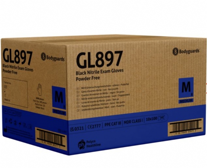 Polyco GL897 Black Nitrile Powder Free Exam Glove