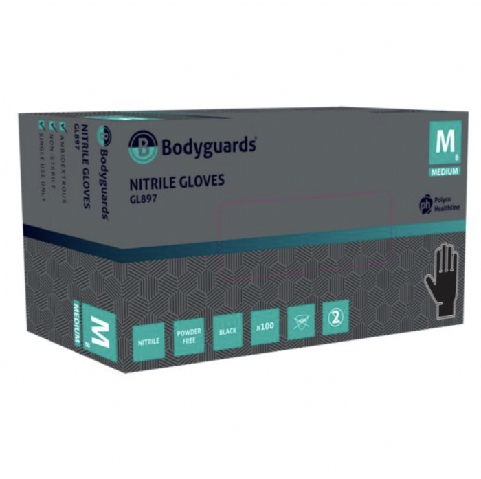 Polyco GL897 Black Nitrile Powder Free Exam Glove