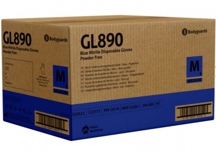 Polyco Healthline GL890 Blue Nitrile Powder Free Exam Glove