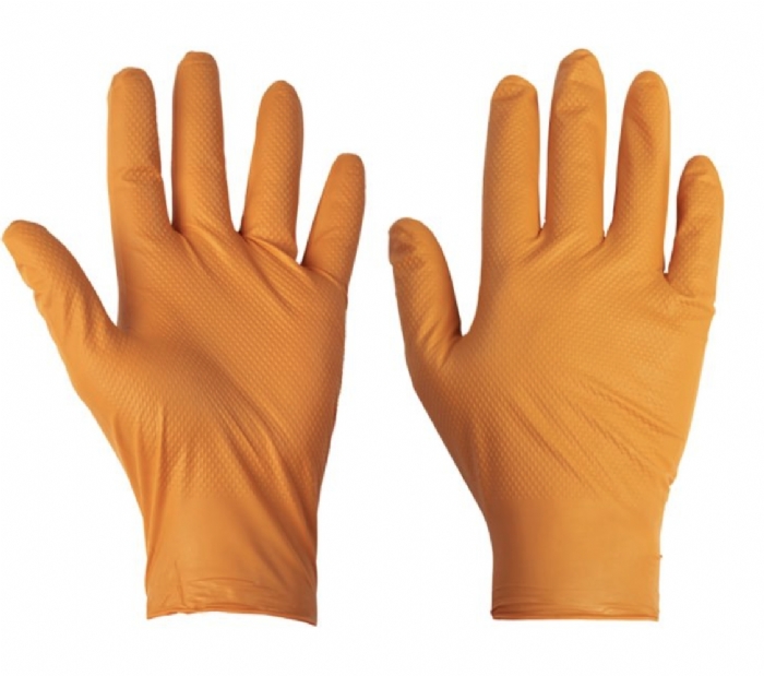 Supertouch Orange Disposable Nitrile Diamond Grip Gloves