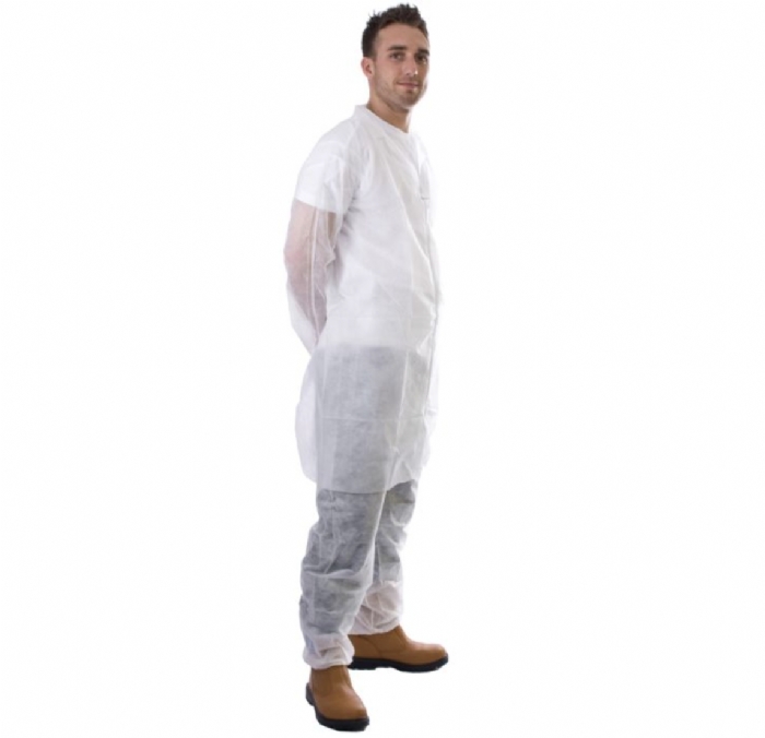 Supertouch Non-Woven Visitor Coats with Popper Fastening