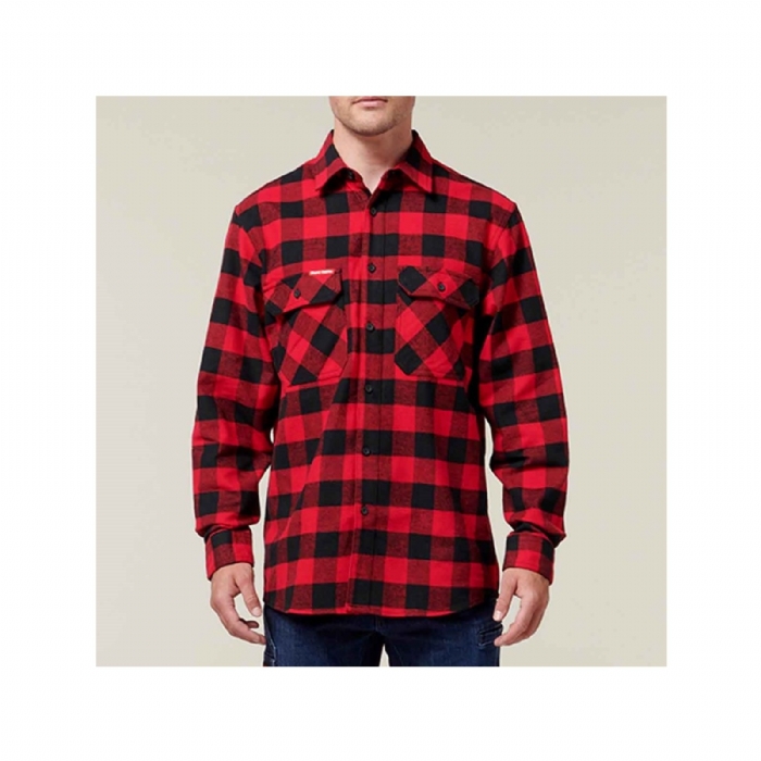 Hard Yakka Long Sleeve Check Flannel Work Shirt – Brushed Cotton Comfort