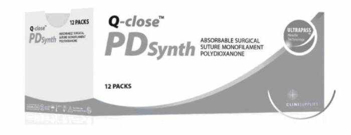 Q-close PDS Absorbable Polydioxanone Surgical Suture – USP 3-0 – 75 cm – Violet – 1/2 Circle Non-Cutting Taper Point 26 mm Needle (Box of 12)