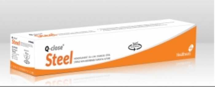 Q-close Stainless Steel Non-Absorbable Surgical Suture – USP 5 – 1 × 75 cm – Steel – 1/2 Circle Reverse Cutting 55 mm Needle with 360-Degree Rotation (Straight Pack, Box of 12)
