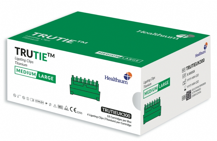 TRUTIE Medium/Large Titanium Ligating Clips – Green – 17.89 mm – 18 Cartridges (6 Clips per Cartridge)