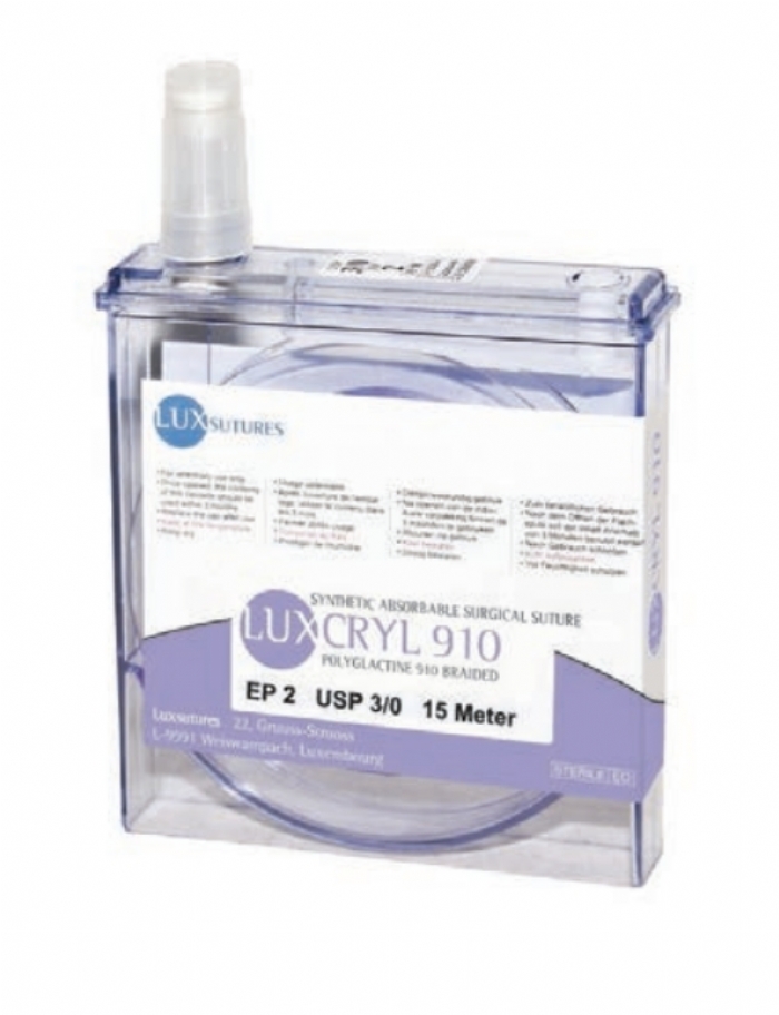 LuxSutures LUXCRYL 910 Absorbable Veterinary Surgical Suture – USP 0 – Violet – PGLA (Polyglycolic Acid 90% / Lactic Acid 10%) Braided Suture – 25 cm (1 pc)