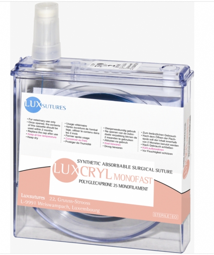 LuxSutures LUXCRYL MONOFAST Absorbable Veterinary Surgical Suture – USP 1 – Violet – Poliglecaprone 25 Monofilament Suture – 25 cm (1 pc)