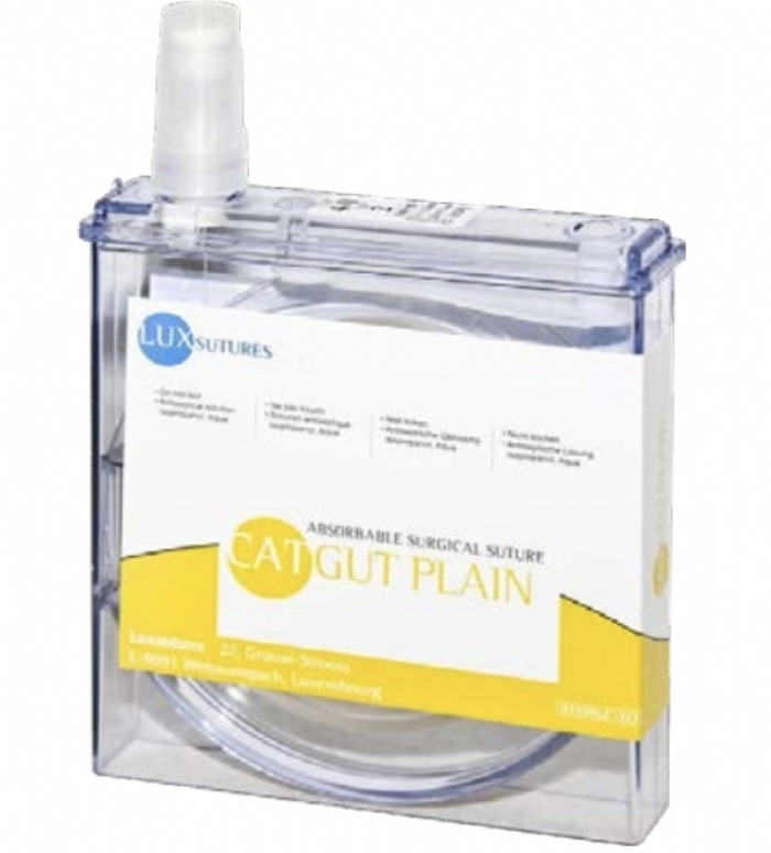 LuxSutures CATGUT PLAIN Veterinary Absorbable Surgical Suture – USP 0 – 100 cm – Beige – Cassette (1 Pc.)