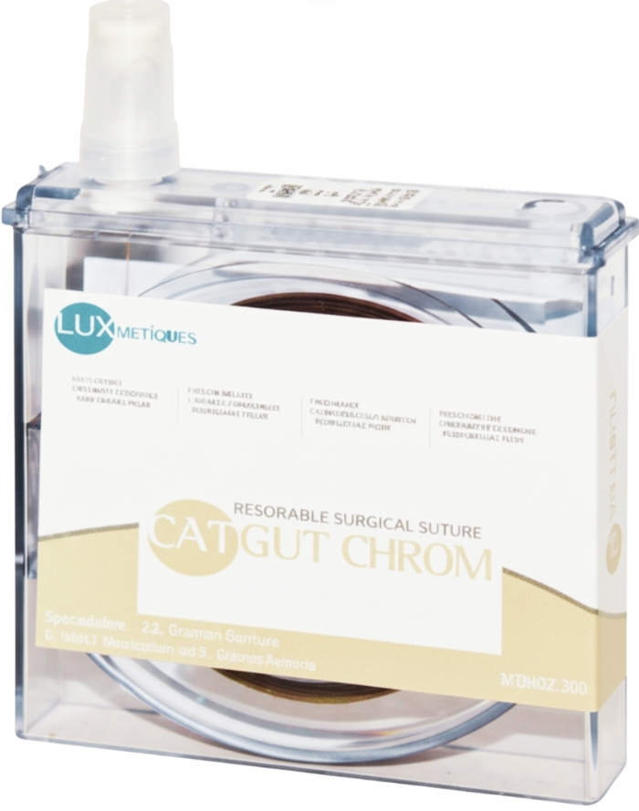 LuxSutures CATGUT CHROM Veterinary Absorbable Surgical Suture – USP 2/0 – 50 cm – Brown – Cassette (1 Pc.)