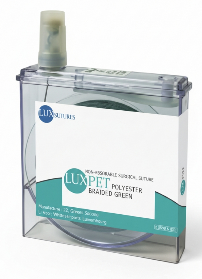 LuxSutures LUXPET POLYESTER Braided Green Veterinary Non-Absorbable Surgical Suture – USP 2 – 75 cm – Green – Cassette (1 Pc.)