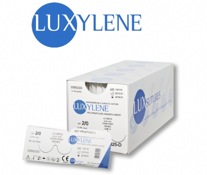 LUXSUTURES® LUXYLENE POLYPROPYLENE NON-ABSORBABLE MONOFILAMENT SURGICAL SUTURE – USP 0 – 75 CM – DS 30 REVERSE CUTTING NEEDLE (BOX OF 12)