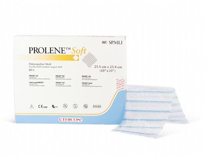 Ethicon PROLENE Soft Polypropylene Flat Mesh Non-Absorbable Surgical Hernia Repair Mesh – 2.54 cm × 10 cm – Rectangle – Macroporous Polypropylene – SPMXS (Box of 6)