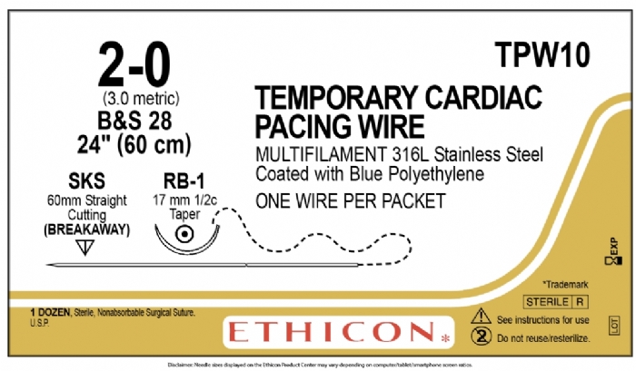 Ethicon Pacing Wires Non-Absorbable Cardiac Temporary Pacing Wires – TPW10